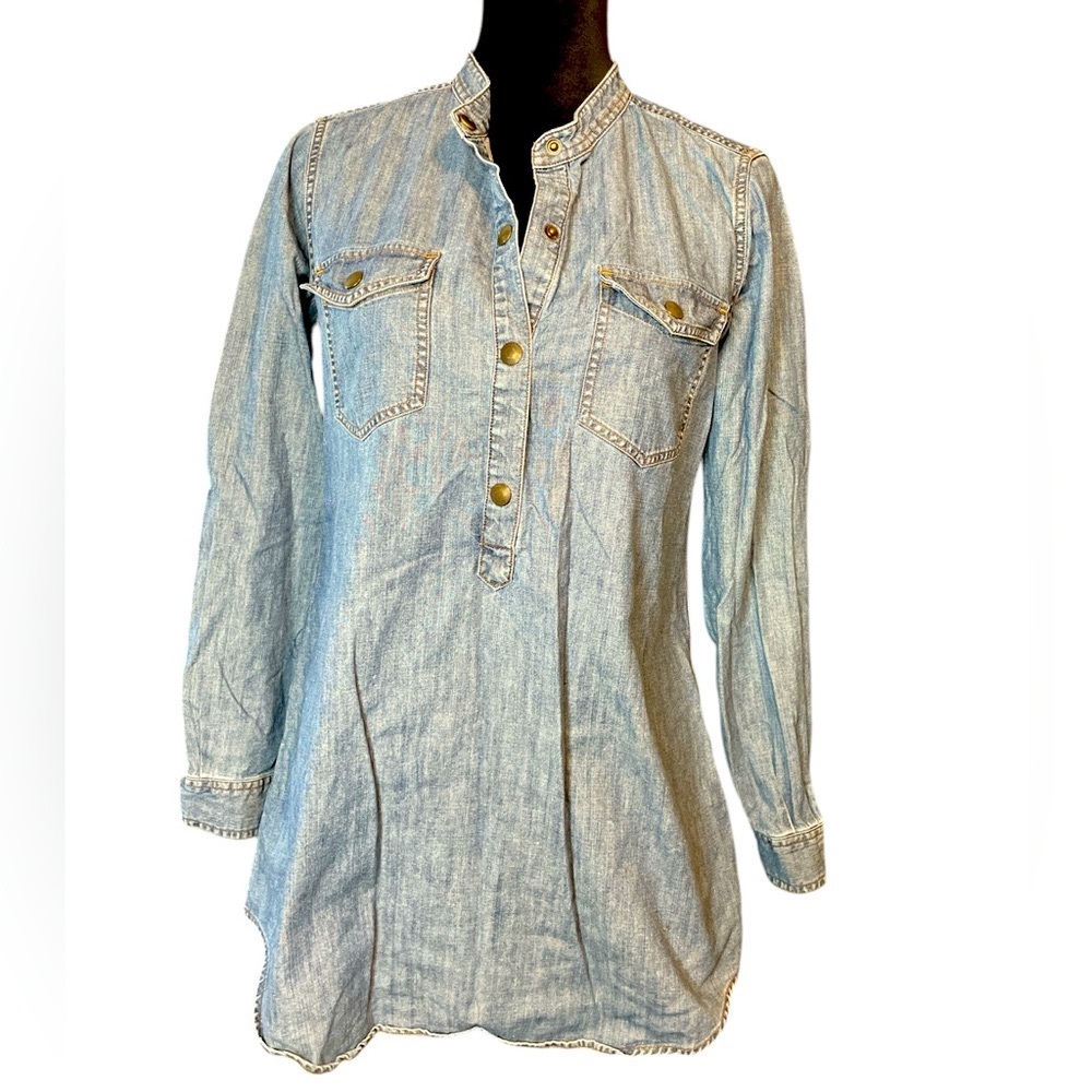 HP! Fossil Blue Denim Tunic Top
